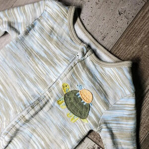 Kids Headquarters Zip Front Footless Pajamas Boys Sz 18M Striped Turtle Jammies